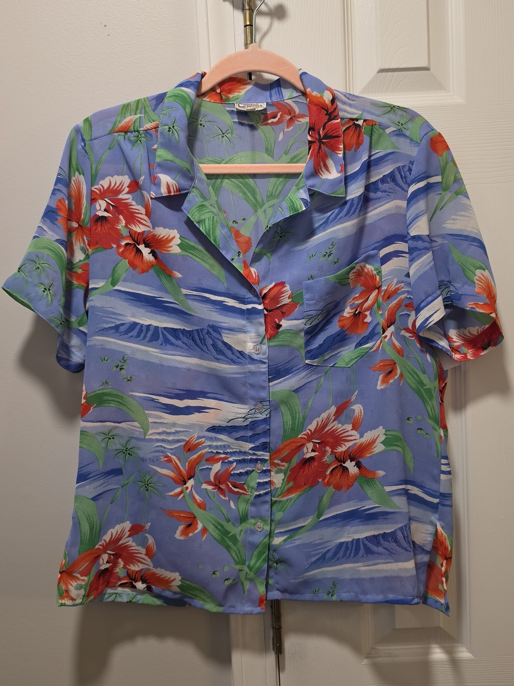 Campus Casuals Women's Short-Sleeve Floral Button-Up Blouse